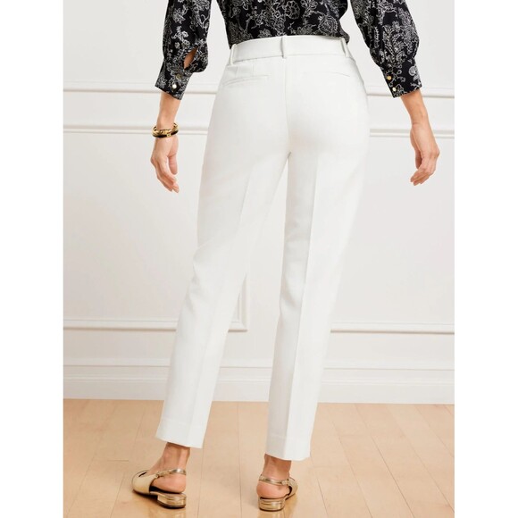 Talbots White Lightweight Double 98% Cotton Straight Ankle Pants Curvy Sz 8 *** - Picture 2 of 5